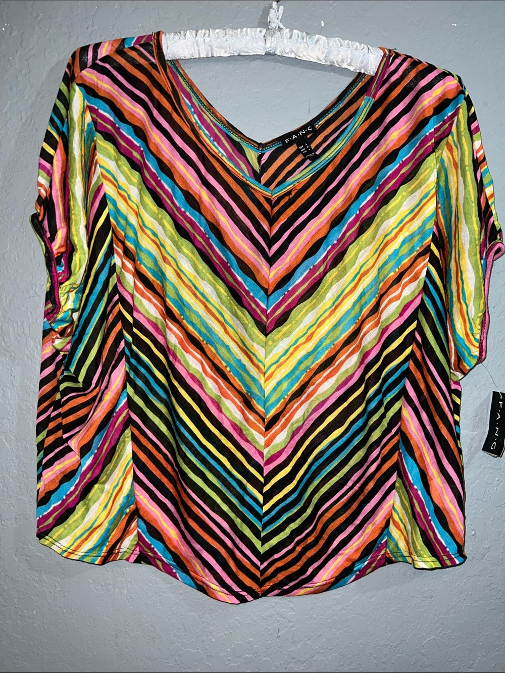 FANG Multicolor V-Neck Chevron Stripe Blouse
